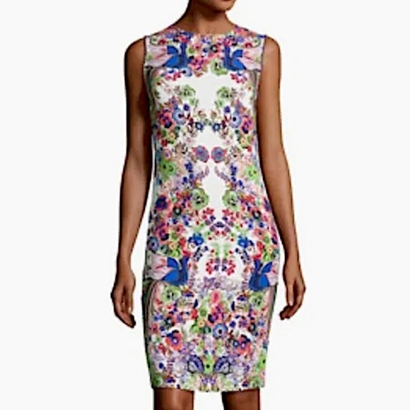 🆕🏷️ Roberto Cavalli Sleeveless Punto Stoffa Sheath Dress, White/Multi - Picture 8 of 16